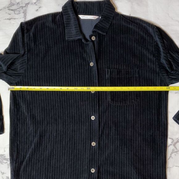 Victoria's Secret Black Velvet Button Down Shirt - Picture 3 of 5